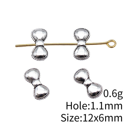 Bow Metal Beads 12x6mm Antique Silver Tone Zinc Alloy 80pcs 4