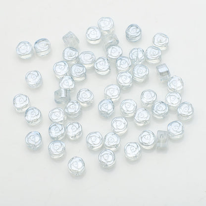 Electroplated Rose Glass Beads 6mm Small Etched Floral 50pcs 12