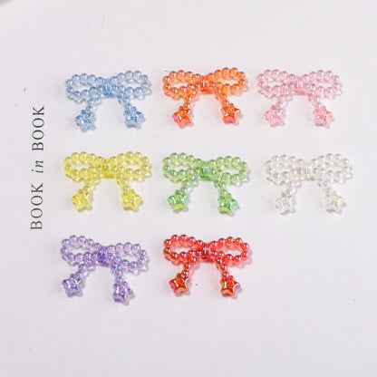 Knitted Bow Acrylic Beads 32mm Solid and Transparent Colors 10pcs 6