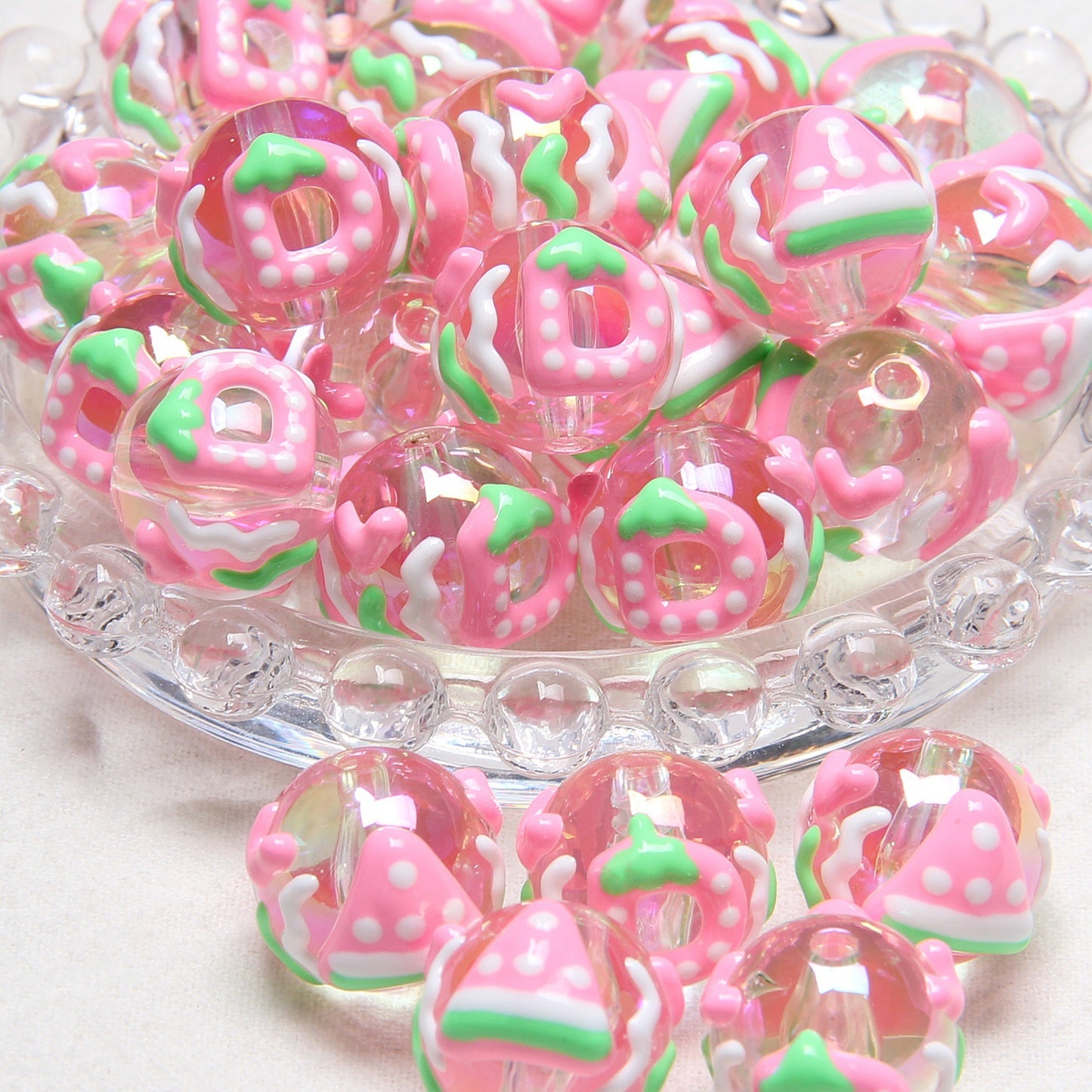 Hand-Painted Fruit Series Acrylic Beads 18mm Glossy 10pcs 16