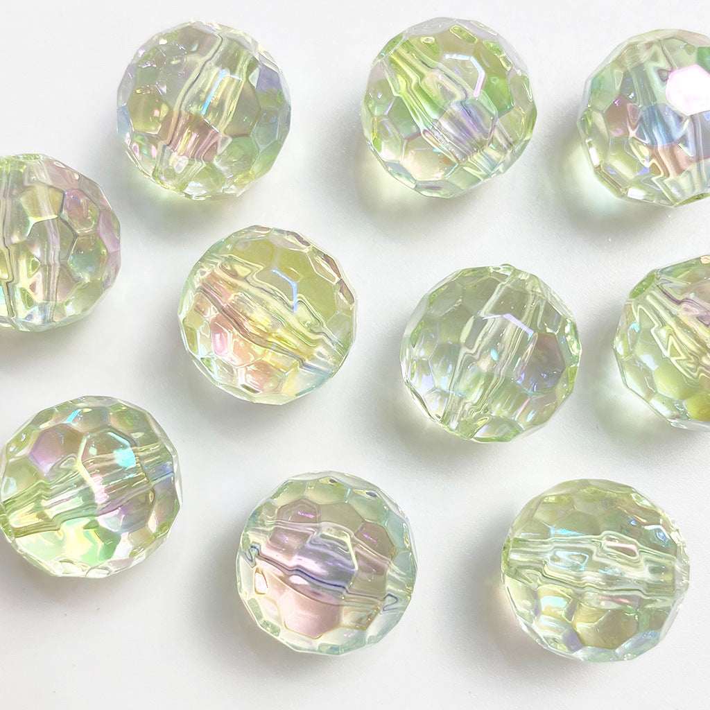 Transparent Football Faceted Acrylic Beads 14-16mm UV Plating 50pcs 8