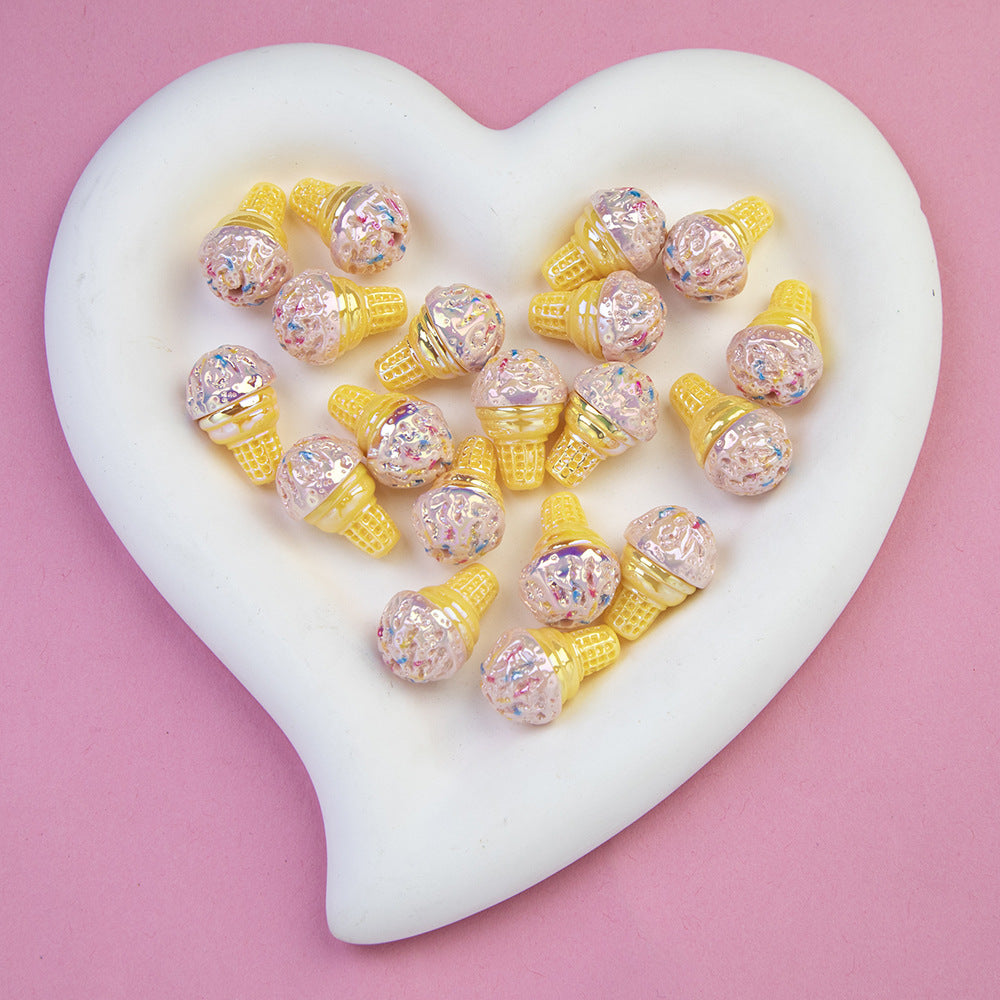 Colorful Ice Cream Cone Resin Beads 23x16mm Glossy Pastel 20pcs 8