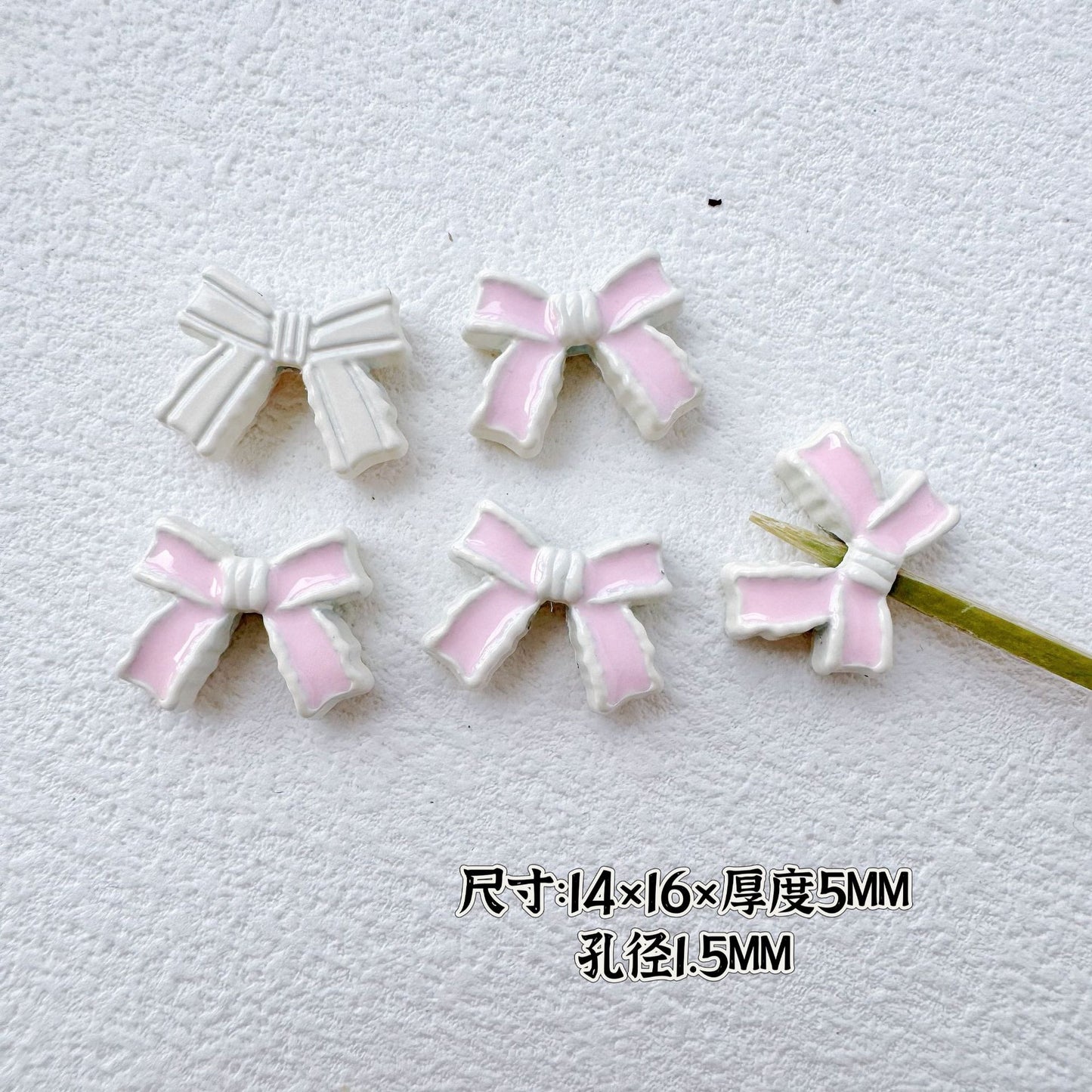 Bow Metal Beads 14mm 16mm Baking Painted Two-Color Alloy 10pcs 8