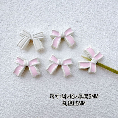 Bow Metal Beads 14mm 16mm Baking Painted Two-Color Alloy 10pcs 8