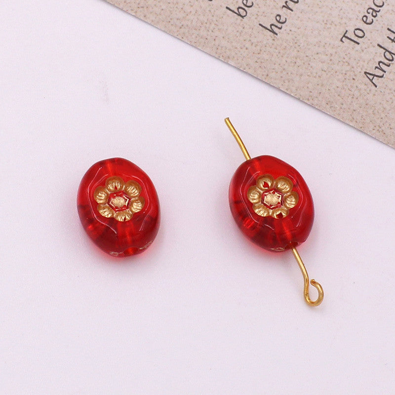 Transparent Vintage Gilded Engraved Oval Acrylic Beads 11x14mm 20pcs 8