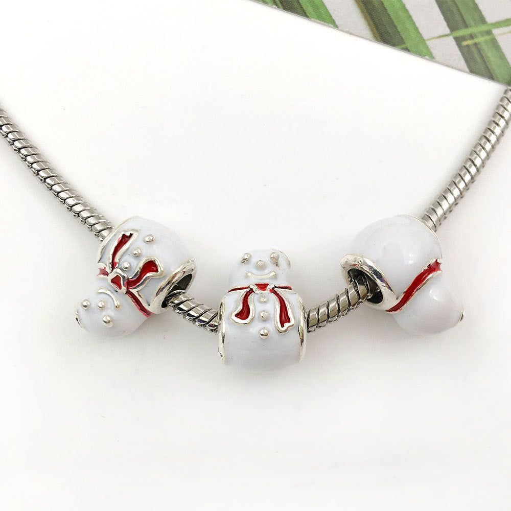 Christmas Series Colorful Enamel Metal Beads Large Hole 1pc 8