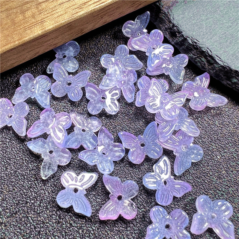 Czech Glass Beads Butterfly 11mm Gradient Purple Blue Green 50pcs 7