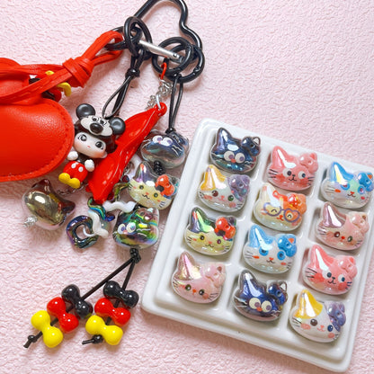 UV Plating Kitten Acrylic Beads 23mm Colorful Two Tone 5pcs 10