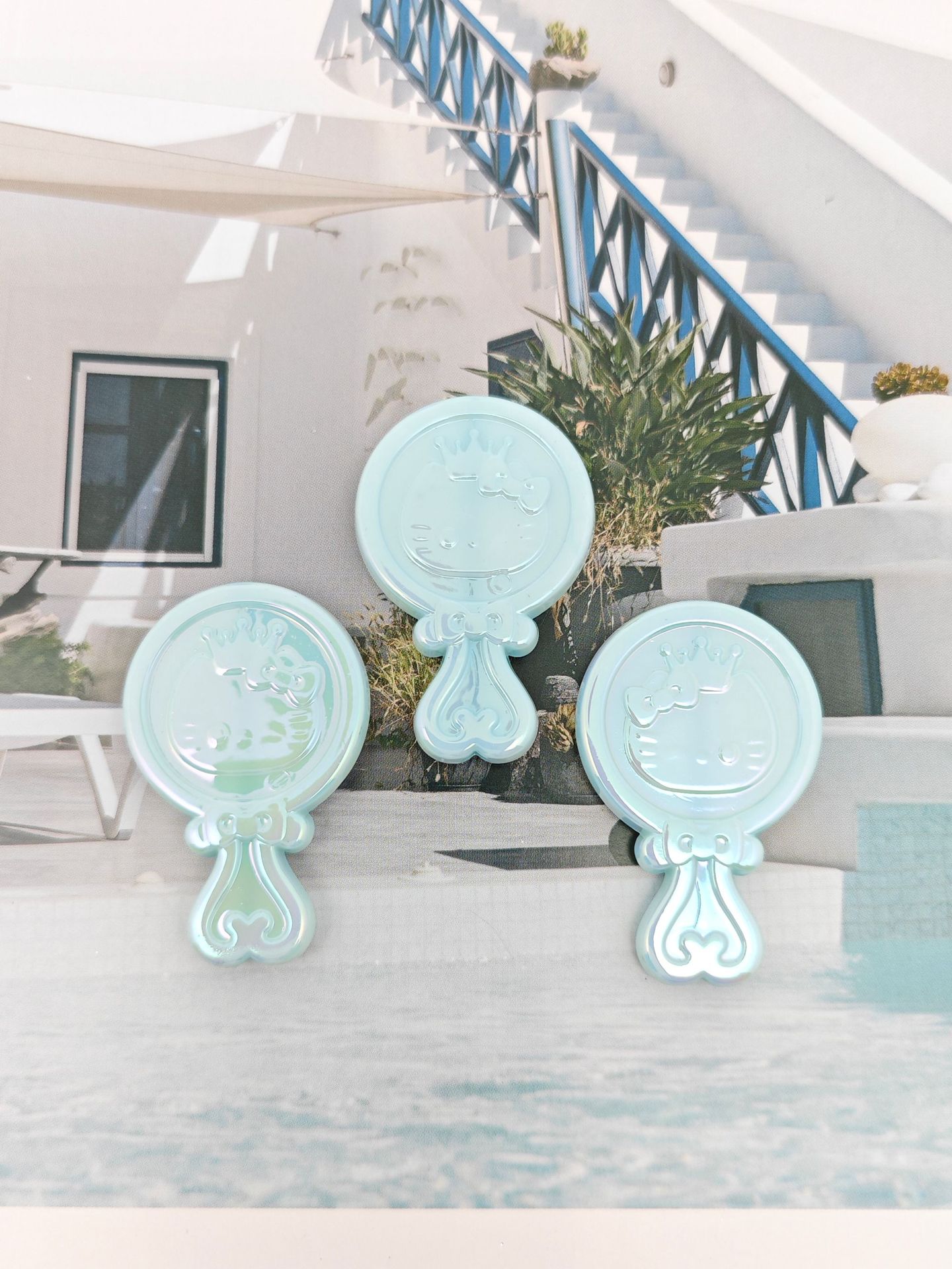 Plating KT Mirror Acrylic Beads 40mm Rounded Embossed Faces 50pcs 8