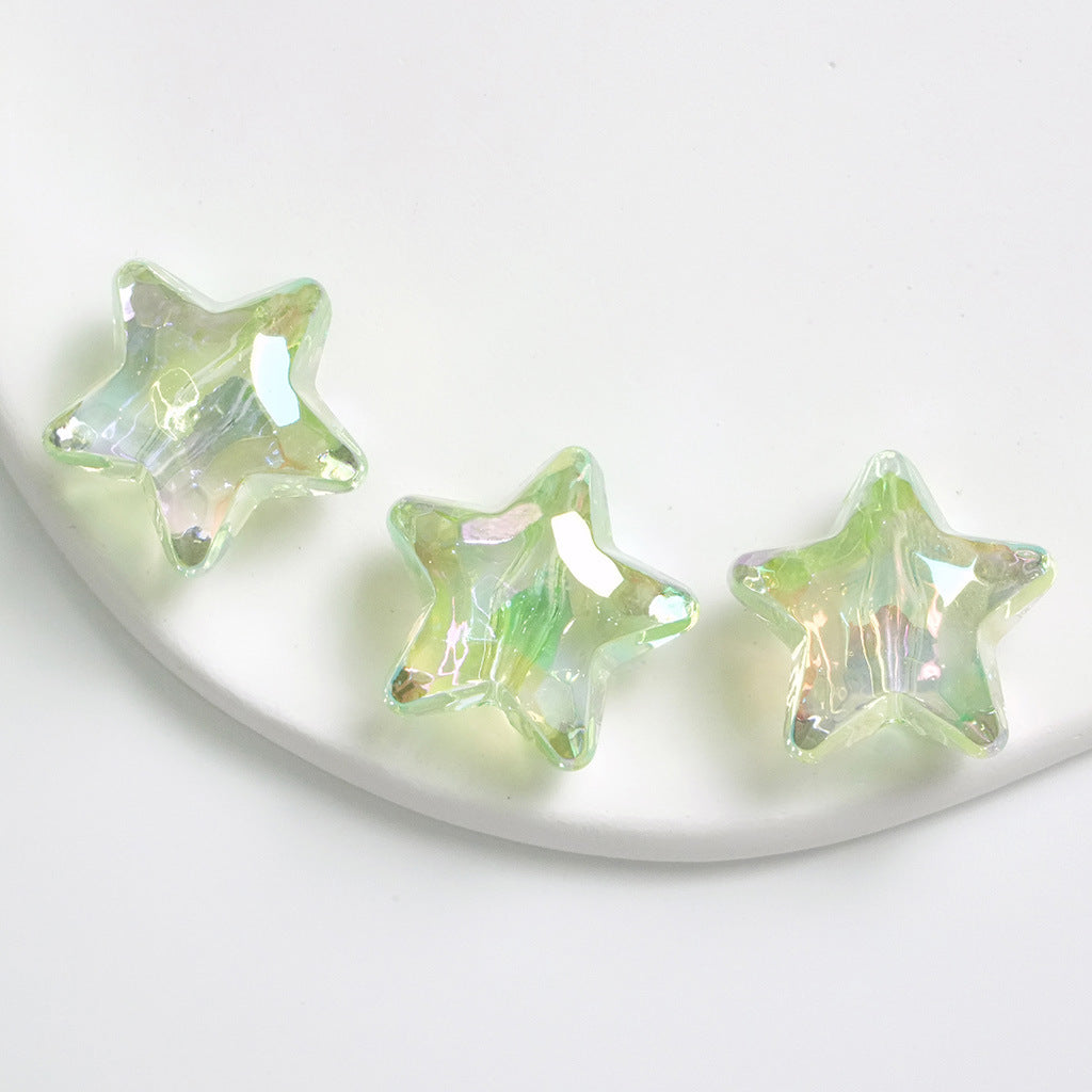 Transparent UV Plating Faceted Pentagram Love Acrylic Beads 19-20mm 50pcs 10