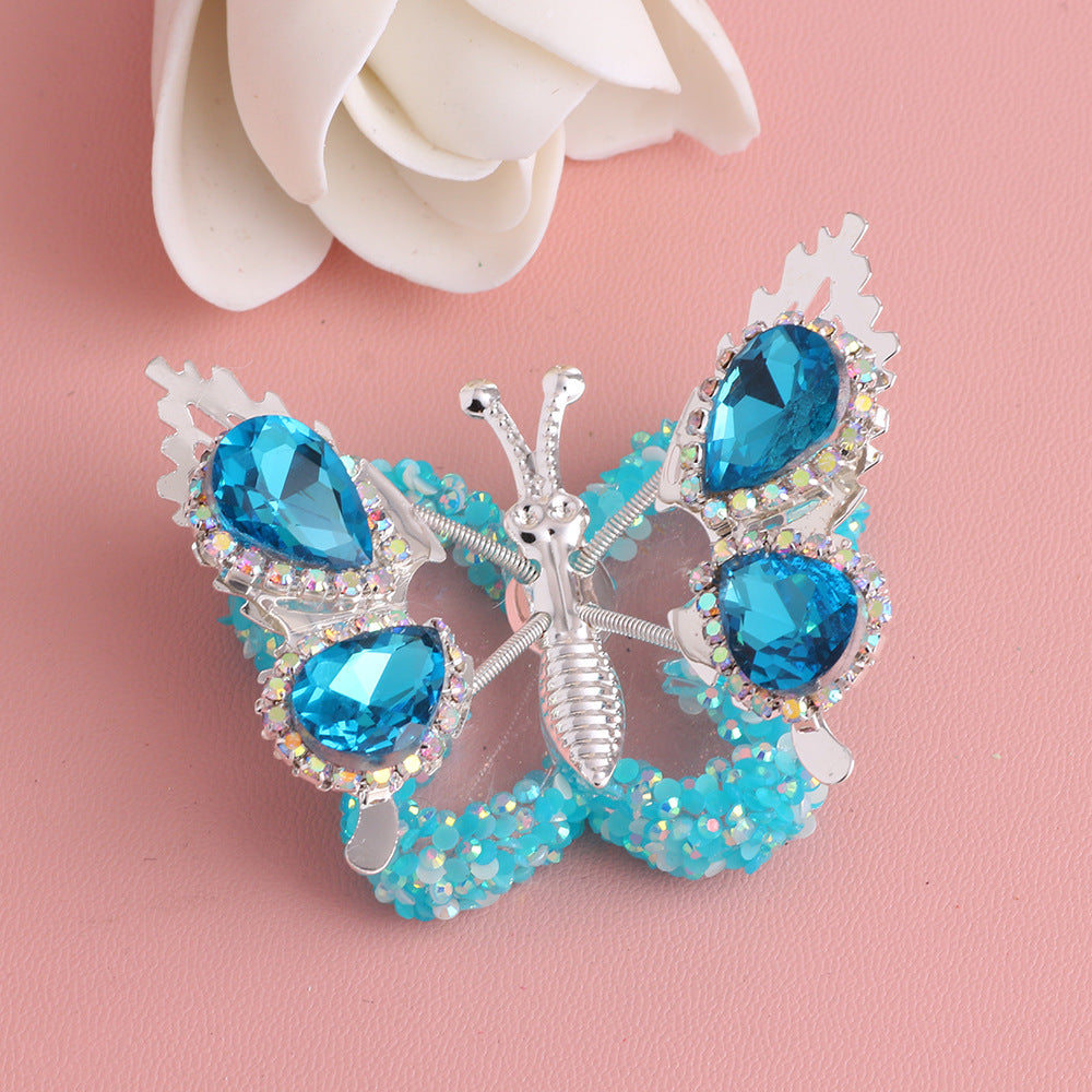 Fancy Butterfly Rhinestone Beads Alloy Spring Action Wings 5pcs 13