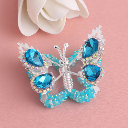 Fancy Butterfly Rhinestone Beads Alloy Spring Action Wings 5pcs 13
