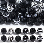 Multi-Color Bubblegum Beads 20mm Vibrant Solids Stripes Polka Dot Rhinestone 120pcs 6