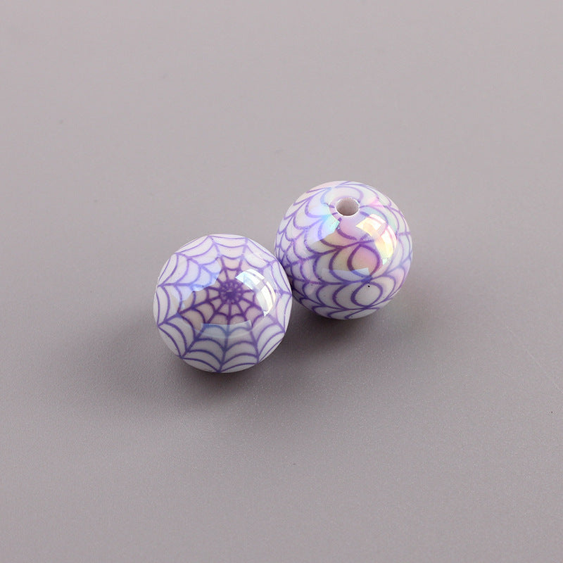 Plating Spider Web Acrylic Beads 15mm Halloween Glossy 50pcs 7