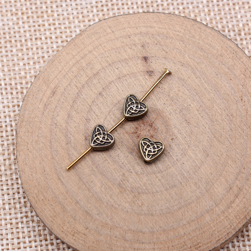 Heart Flat Metal Beads 5mm Geometric Pattern Zinc Alloy 80pcs 3