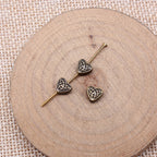 Heart Flat Metal Beads 5mm Geometric Pattern Zinc Alloy 80pcs 3