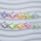 Plating Smiley Clover Resin Beads 14x15mm Pastel Mixed Colors 20pcs