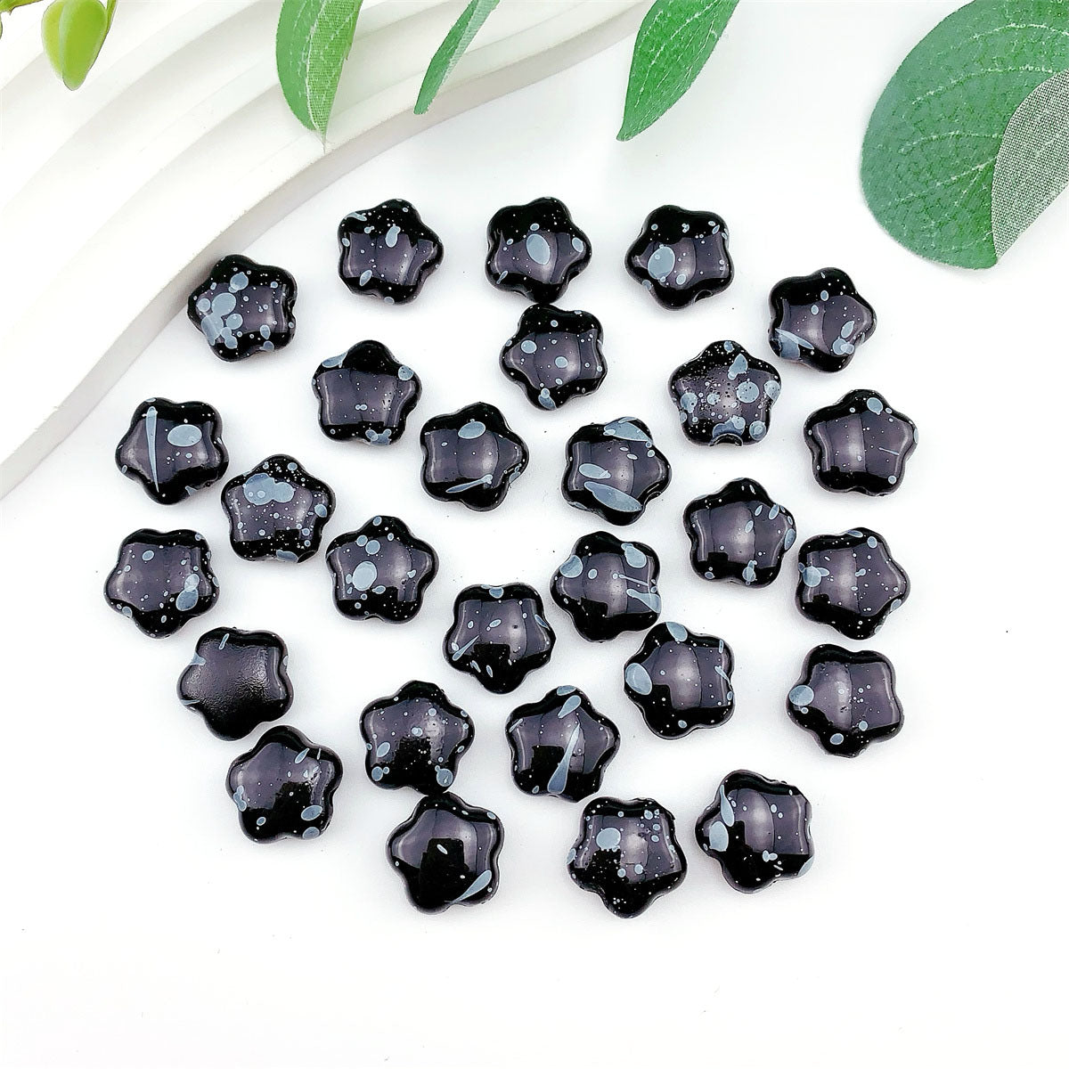 Spray Painted Butterfly Heart Star Acrylic Beads Black and White 100pcs 20