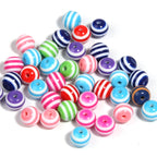 Striped Cylinder Cube Resin Beads 8-10mm Glossy Rainbow Colors 200pcs 6