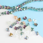Electroplated Butterfly Glass Beads 8mm Iridescent Gold Purple Crystal 50pcs 3