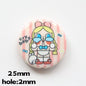 Flat Pop Art Acrylic Beads 25mm Printed Character Design 20pcs 15