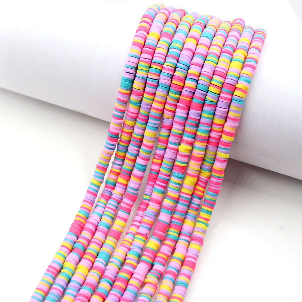 Flat Clay Beads 6mm Colorful Polymer Spacer Disc 10strands 53
