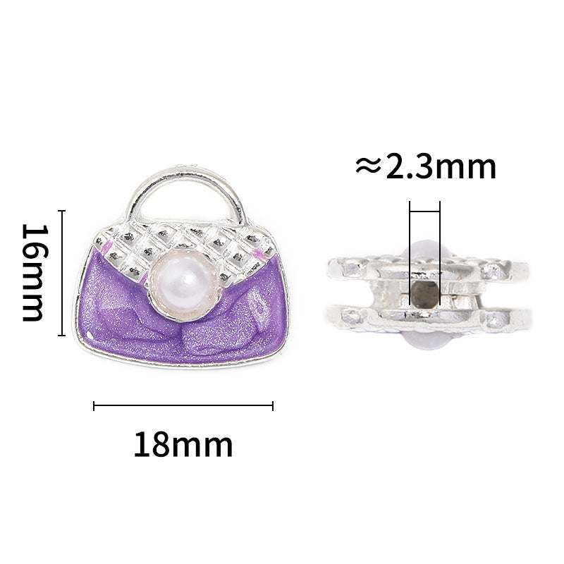 Handbag Metal Beads 18mm Double-Sided Pearl Enamel Finish 10pcs 3