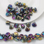 Electroplated Shell Glass Beads 10mm Glossy Ridged Surface 60pcs 12