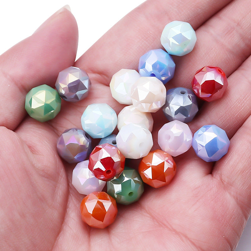 Faceted Round Glass Beads 10mm Cut Surface Multicolor 20pcs 4
