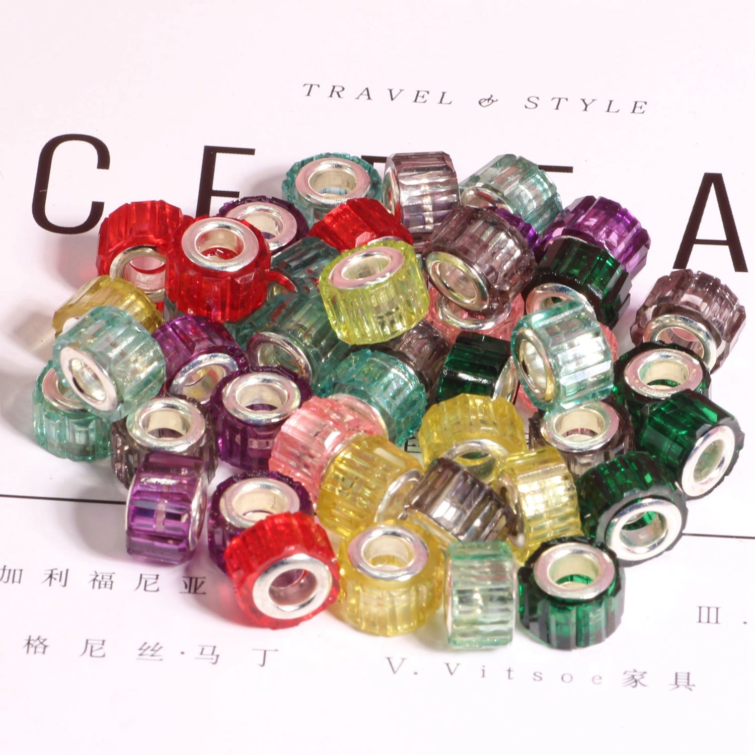 Faceted Cylindrical Resin Spacer Beads 11mm Large Hole 50pcs 2