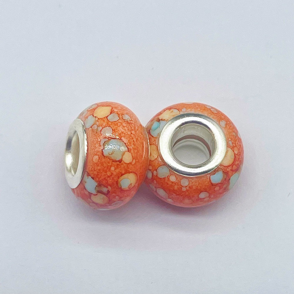 Resin Spacer Beads 14mm Ink Painting Large Hole 50pcs 10