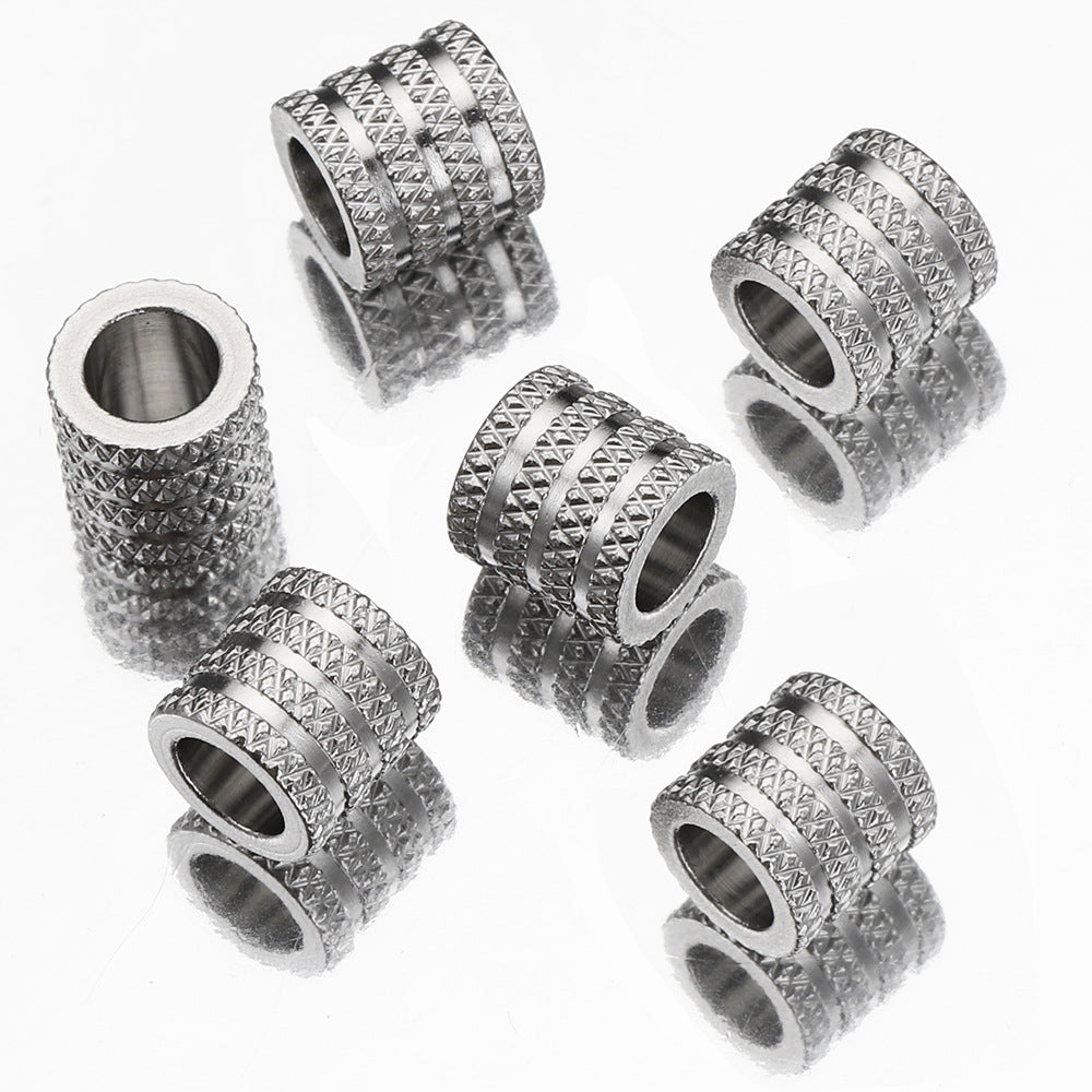 Stainless Steel Tube Metal Beads 5-10mm Four Arcs Reticulated Pattern 20pcs 7