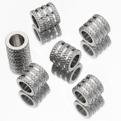 Stainless Steel Tube Metal Beads 5-10mm Four Arcs Reticulated Pattern 20pcs 7
