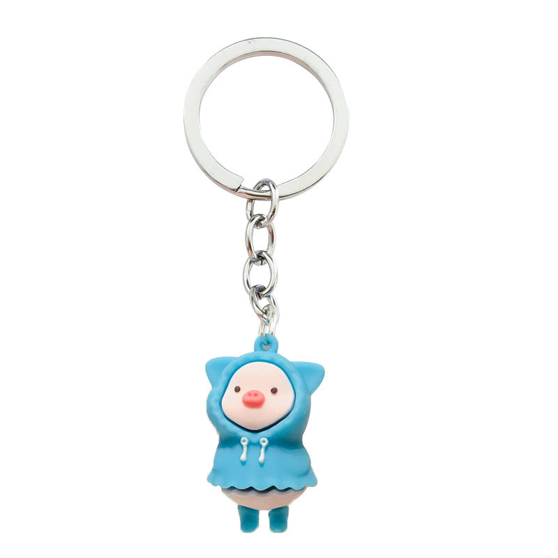 Cartoon Silicone Pig Keychain Cute Animal Charm in Bright Colors 5