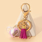 Acrylic Rainbow Pearl Heart Keychain with Pastel Beads and Green Tassel 7