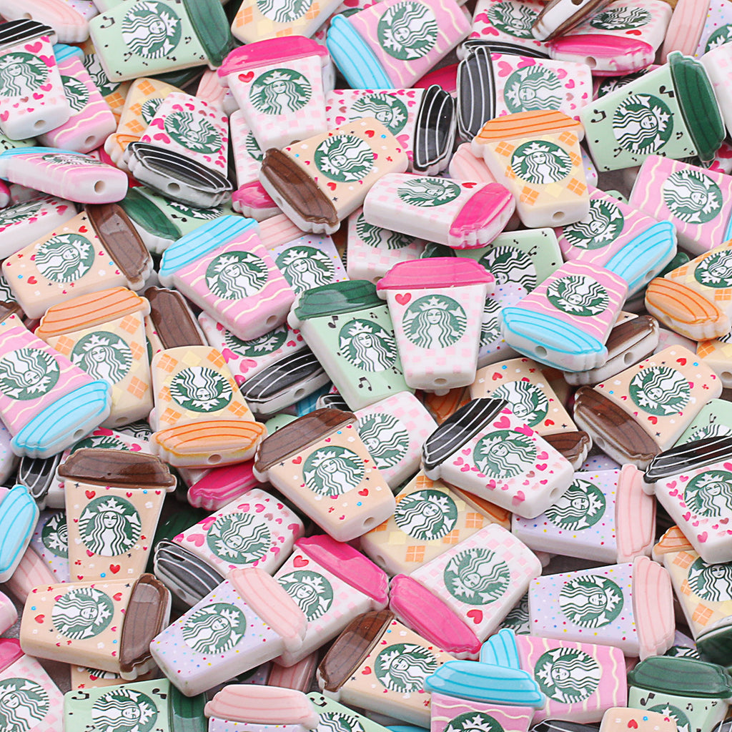 Starbuc Cup Acrylic Beads 25-30mm Pastel Mixed 50pcs 6