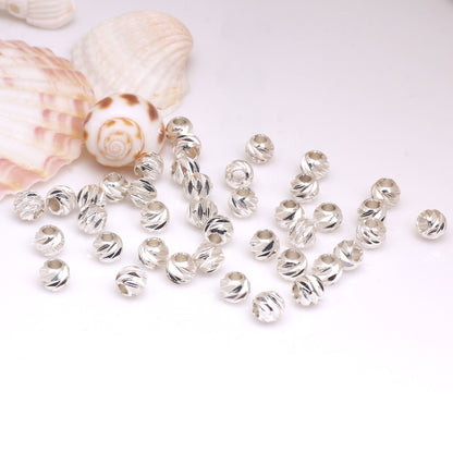 Brass Round Metal Beads 2.5-8mm Spiral Textured 100pcs 6