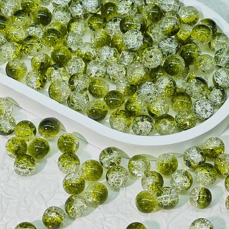 Crackle Glass Beads Round 10mm Transparent Mixed Colors 50pcs 31