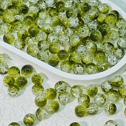 Crackle Glass Beads Round 10mm Transparent Mixed Colors 50pcs 31