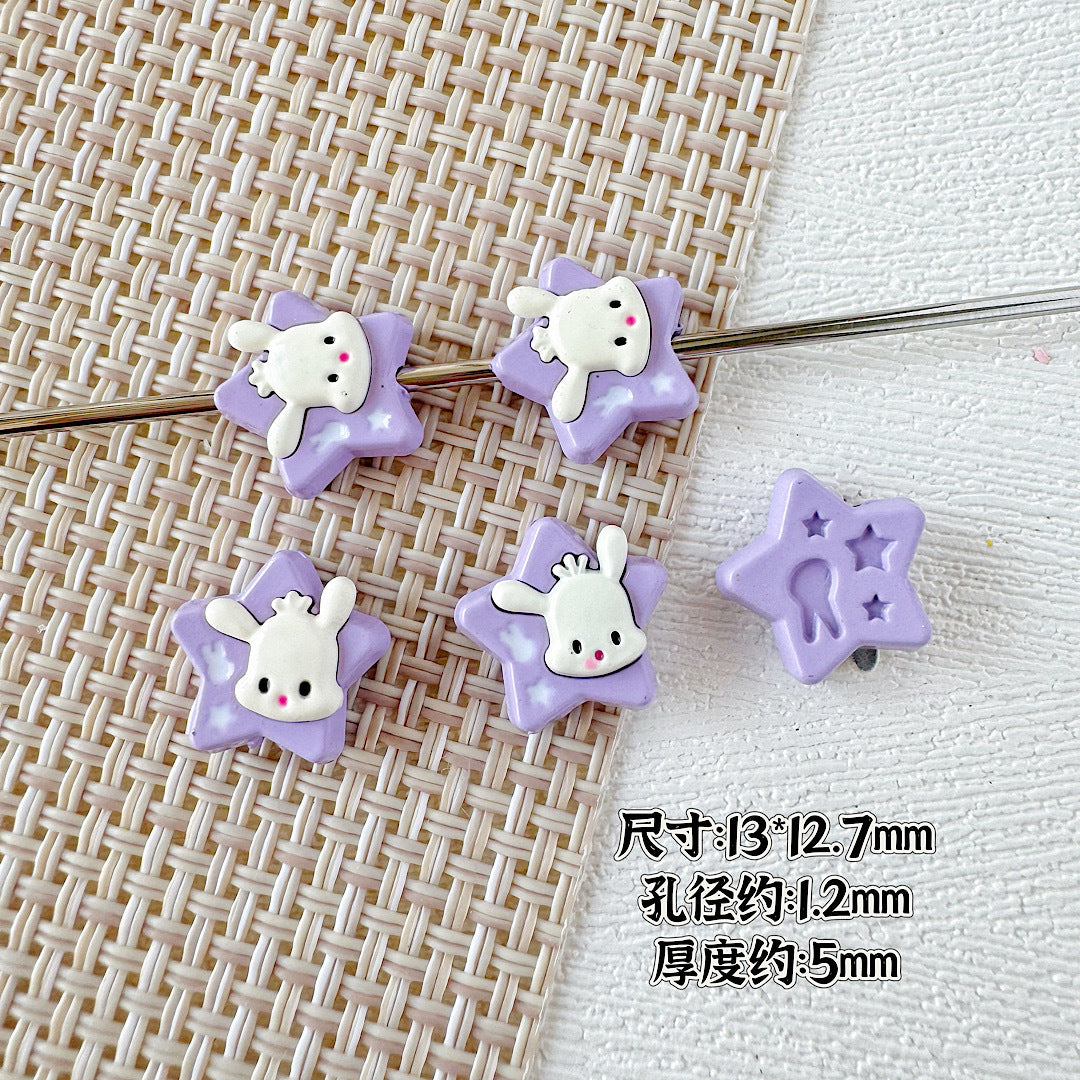Star Shaped Metal Beads Adorable Painted Animals Glossy Alloy 10pcs 5