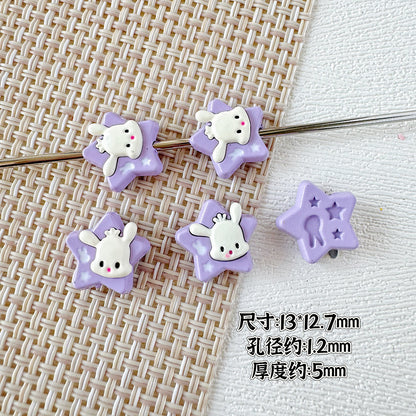 Star Shaped Metal Beads Adorable Painted Animals Glossy Alloy 10pcs 5