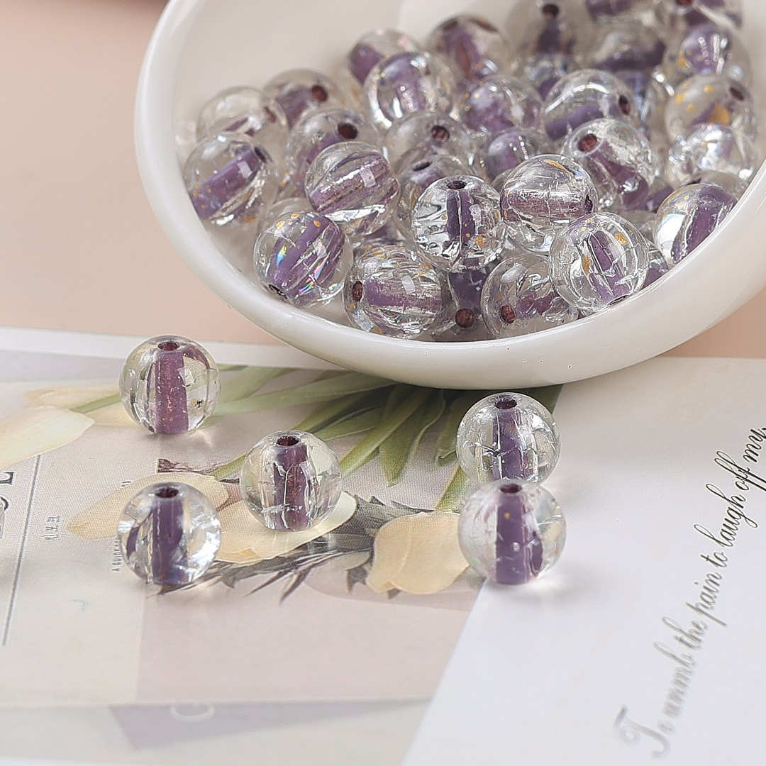 Clear Dyed Core Round Glass Beads 10mm Assorted Colors 40pcs 13