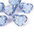 Rhinestone Heart Clay Beads 23mm Peach Blossoming Rose 10pcs 6