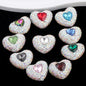 Rhinestone Heart Clay Beads 24mm White Sparkling Center 6pcs 15
