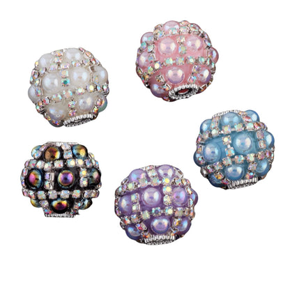 Embellished Bubblegum Beads 20mm Zirconia Paved Colorful Polymer Clay 2pcs 5