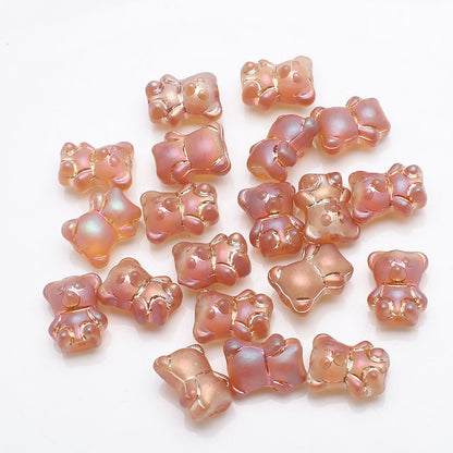 Electroplated Bear Glass Beads 12mm 14mm Mixed Metallic Colors 20pcs 25