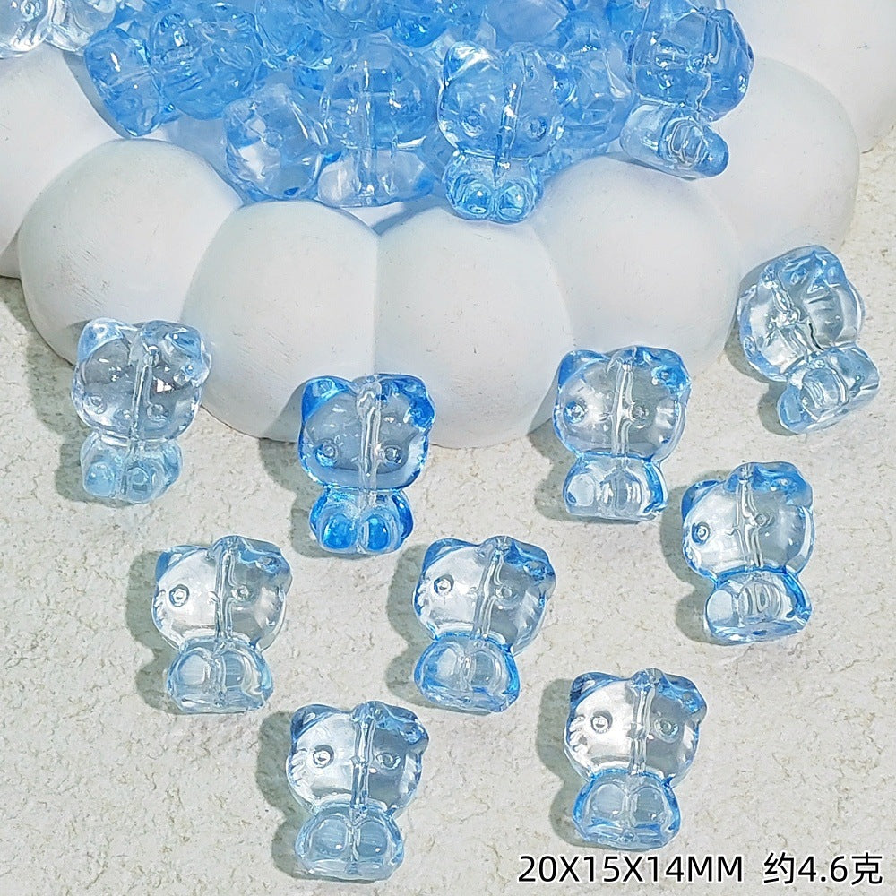 Gradient 3D Cat Figurine Glass Beads 20mm Pastel Colors 20pcs 11