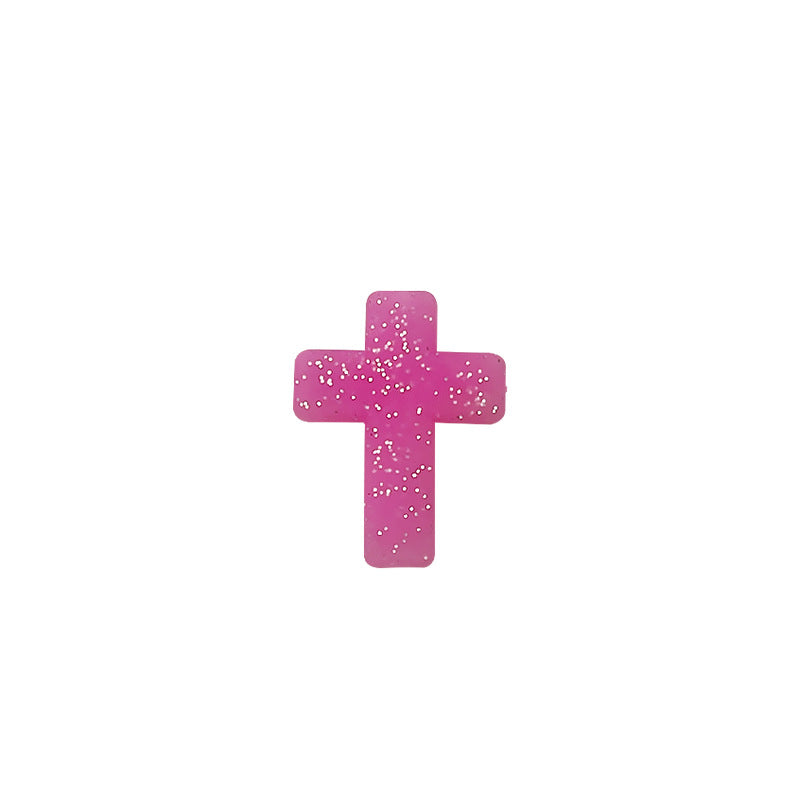 Silicone Focal Beads Cross Matte Speckled Glow in the Dark 20pcs 17