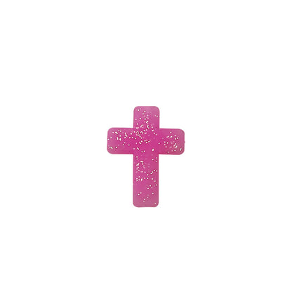 Silicone Focal Beads Cross Matte Speckled Glow in the Dark 20pcs 17