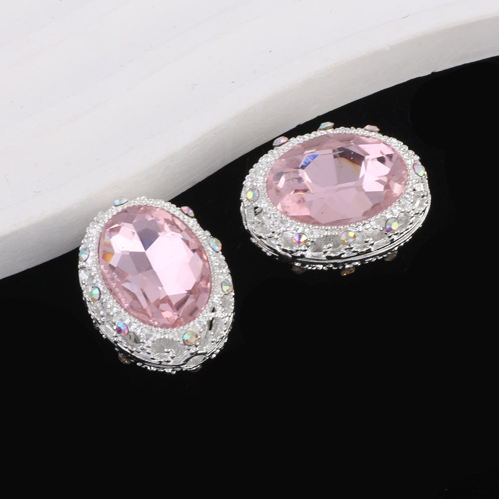 Double-Sided Heart Rhinestone Beads 22mm Alloy Encrusted 10pcs 19